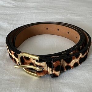 J.Crew Leopard genuine leather and calf hair Belt with Gold Buckle sz M\L.